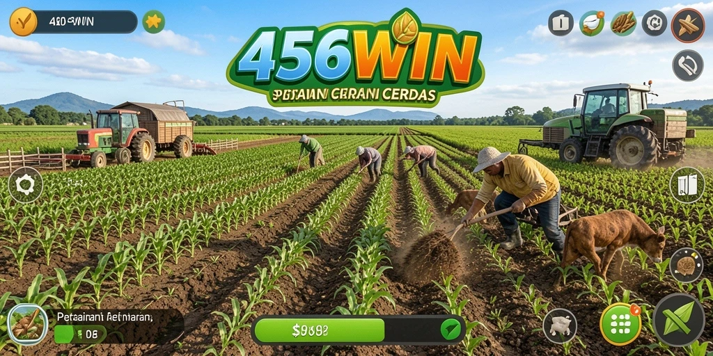 Tampilan gameplay 456WIN dengan aktivitas bertani yang menarik.