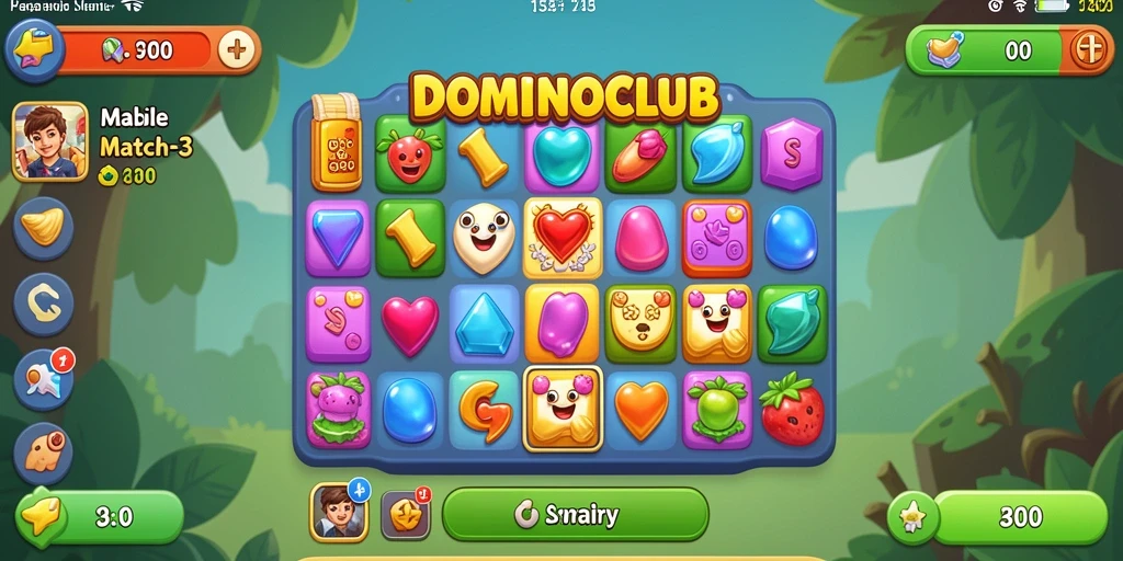 Screenshot utama DOMINOCLUB menampilkan gameplay seru Match-3.