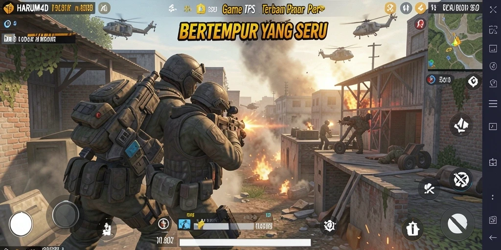 Tampilan gameplay menarik dari HARUM4D di medan tempur TPS.
