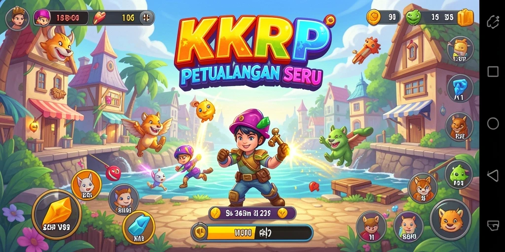 Tampilan gameplay menarik dari KKRP dengan karakter dan level yang berwarna.