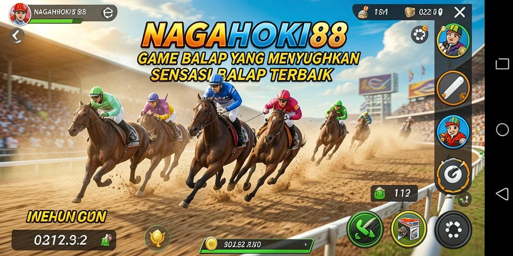 Tampilan gameplay NAGAHOKI88 yang menampilkan balapan seru dan grafik menawan.