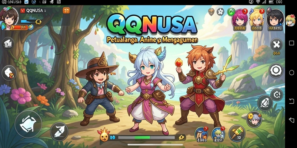 Tampilan gameplay menarik dari QQNUSA dengan karakter Anime ikonik.