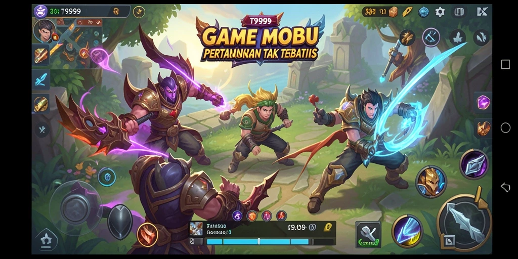 Tangkapan layar dari pertandingan MOBA yang mendebarkan di T9999.